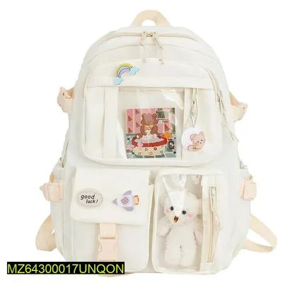 White Unicorn Nylon Backpack 17" for Girls