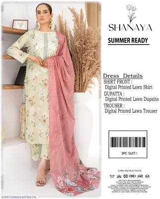 3 Pcs Women's Unstitched Digital Print Suit thumbnail 1