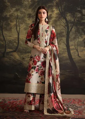 3 Pcs Women's Unstitched Printed Embroidered Suit thumbnail 2