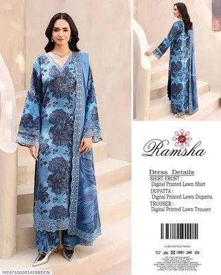 3 Pcs Women's Unstitched Digital Print Suit