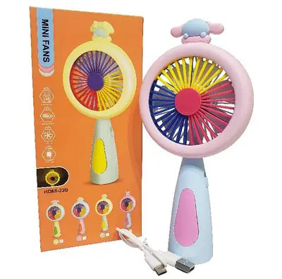 Mini Fan Rechargeable with LED Light Portable USB Handheld Fan | Mini Fans for School Kids Student Desk Fan Charging Battery Operated Cute Cartoon Mini Fan Quiet Cooling Summer Portable Desktop Fan thumbnail 3