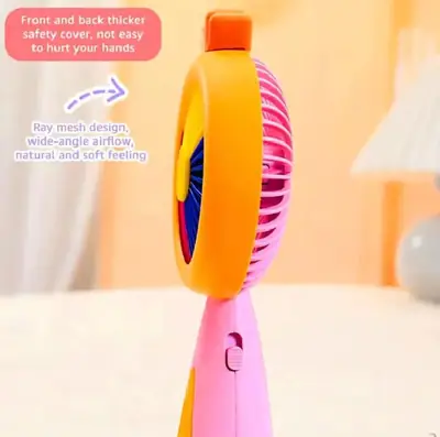 Mini Fan Rechargeable with LED Light Portable USB Handheld Fan | Mini Fans for School Kids Student Desk Fan Charging Battery Operated Cute Cartoon Mini Fan Quiet Cooling Summer Portable Desktop Fan thumbnail 4