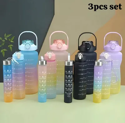3-Piece Gradient Water Bottles Set for Gym Office Use thumbnail 2