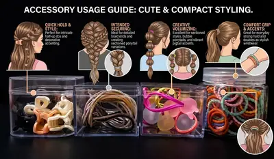ULTIMATE MULTI-PACK HAIR ACCESSORY & JEWELRY STORAGE: STYLISH CLAW CLIP, ELASTIC TIE, & MIXED BOBBLE ORGANIZER BOX SET (4 PACKS ) thumbnail 2