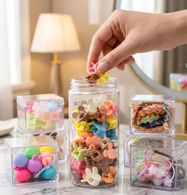 Girls Hair Accessories | Mini Claws | Floral Clips | Playful Bobbles | Durable Braided Elastics | Soft Rubber Bows | Accented Elastics: Pack Of 6 Boxes thumbnail 2