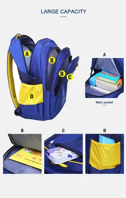 Kashif Luggage Kids School Backpack Waterproof Fabric ideal for 2 to 4 Class thumbnail 3
