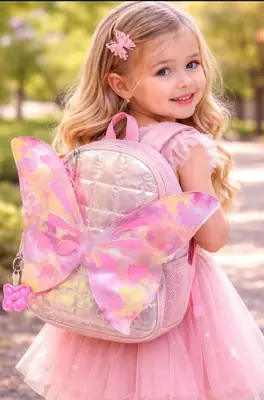 Girls Plain Butterfly Bag Primary Class College Party & Picnic Bag for Girls High Quality with Free Keychain