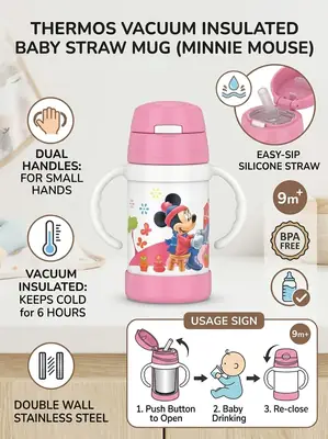 DSNY Minnie Mouse 2 in 1 Metal Water Bottle
