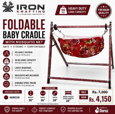 Baby Swing Cholngi With Heavt Guage Frame Including Cloth thumbnail 3