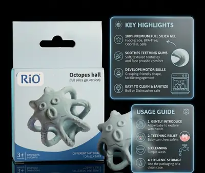 Octopus Ball Smart Baby Teether thumbnail 4