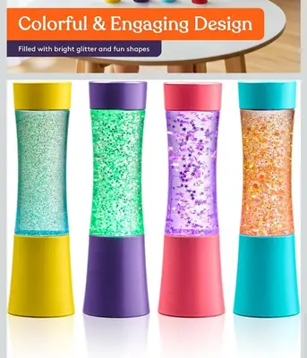 Special Supplies Light-Up Glitter Sensory Tubes Liquid Motion Timers for Stress Relief, Focus, and Relaxation Colorful Calm Down Bottles for Kids and Adults - Leakproof, Ages 3+