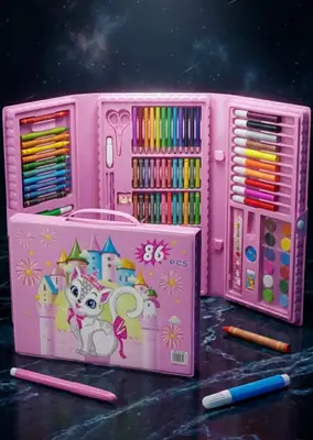 86 PCS Colouring Kit/Set With Button Box For Kids/Colour Box Set/beat Quality Colour thumbnail 5