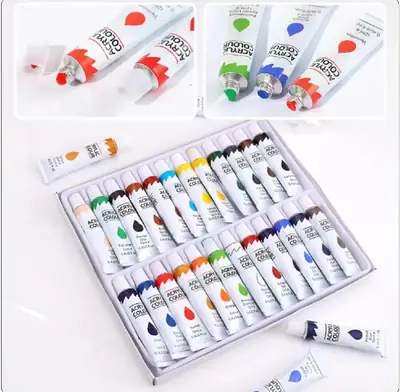 Acrylic Color Paints, Paint Tubes, Set of 12 Pcs Set thumbnail 4