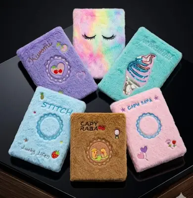 Unicorn A5 Size Fur Notebook Fur Diary Cute Soft Kitty Notebook for Girls with Cute Ears Smooth Diary Notebook for Girls Personal Diary Private Notebook Travel Notebook