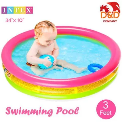 Intex 3 Feet Kids Swimming Pool Pink Green Vinyl thumbnail 2