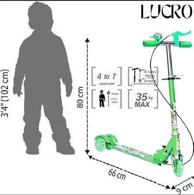 Lucro Scooter for Kids Heavy-Duty Outdoor e wheels Scotty with Adjustable Handlebar Strong Frame, Lightweight, Smooth and Fun Ride Kids Scooty Cycle, Kids chcle thumbnail 4