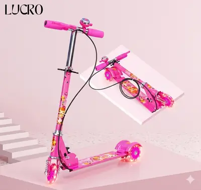 Scooty for Kids Heavy-Duty Outdoor e wheels Scotty with Hand Breaks, Adjustable Handlebar Strong Frame, Lightweight, Smooth and Fun Ride Kids Scooty Cycle, Tyre Lights