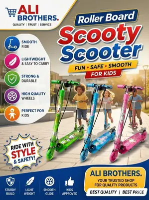Scooty for Kids Heavy-Duty Outdoor e wheels Scotty with Hand Breaks, Adjustable Handlebar Strong Frame, Lightweight, Smooth and Fun Ride Kids Scooty Cycle, Tyre Lights thumbnail 2
