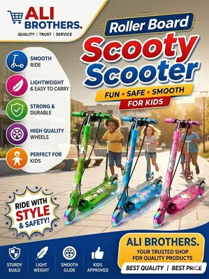 Scooty for Kids Heavy-Duty Outdoor e wheels Scotty with Hand Breaks, Adjustable Handlebar Strong Frame, Lightweight, Smooth and Fun Ride Kids Scooty Cycle, Tyre Lights thumbnail 3