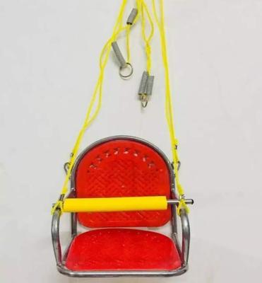Metal Safety Swing for Kids with Red Seat & Yellow Bar thumbnail 2