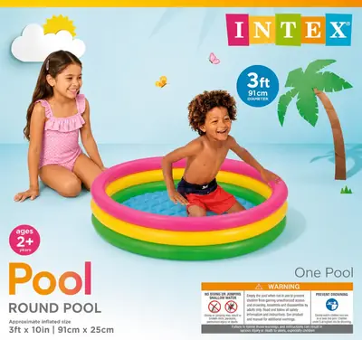 3 FT - Intex Rainbow Swimming Pool For Kids thumbnail 4