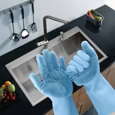 Silicone Dish Washing Gloves ,1 Pair,Random Color 
