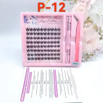 3 In 1 Eyelash Kit With Glue & Applicator,Thick Lashes Box, 1 Kit