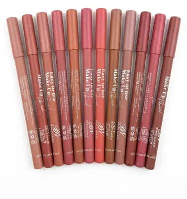 12 Pcs Velvet Creamy Lip Pencils, High Pigmented, 1 Pack  thumbnail 2