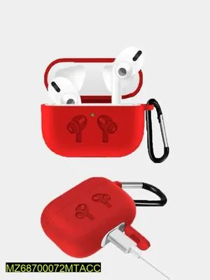 Red Silicone AirPods Case with Carabiner Hook