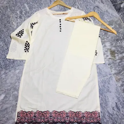 2 Pcs Women's Stitched Lawn Embroidered Shirt And Trouser thumbnail 2