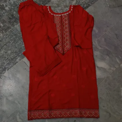 2 Pcs Women's Stitched Arabic Lawn Embroidered Shirt And Trouser thumbnail 2