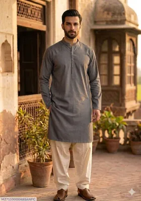 Men's Unstitched Khaddar Plain Kurta thumbnail 1