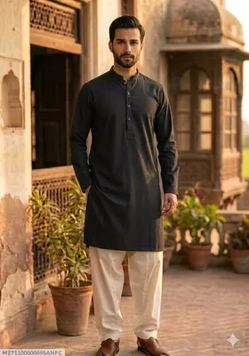 Men's Unstitched Khaddar Plain Kurta thumbnail 1