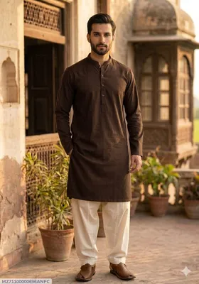 Men's Unstitched Khaddar Plain Kurta thumbnail 1