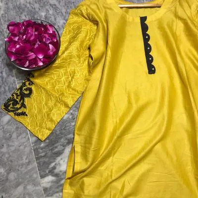 1 Pc Women's Stitched Lawn Embroidered Shirt thumbnail 2