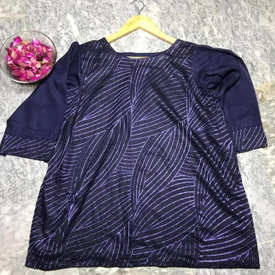1 Pc Women's Stitched Arabic Lawn Embroidered Shirt thumbnail 2