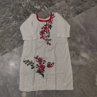 1 Pc Women's Stitched Arabic Lawn Embroidered Shirt thumbnail 2