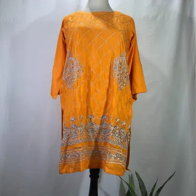 1 Pc Women's Stitched Arabic Lawn Embroidered Shirt thumbnail 2