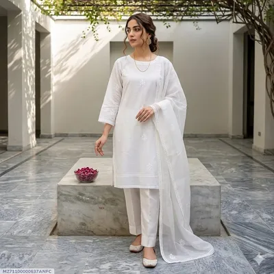 1 Pc Women's Stitched Lawn Embroidered Shirt