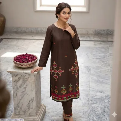 1 Pc Women's Stitched Lawn Embroidered Shirt