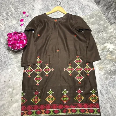 1 Pc Women's Stitched Lawn Embroidered Shirt thumbnail 2