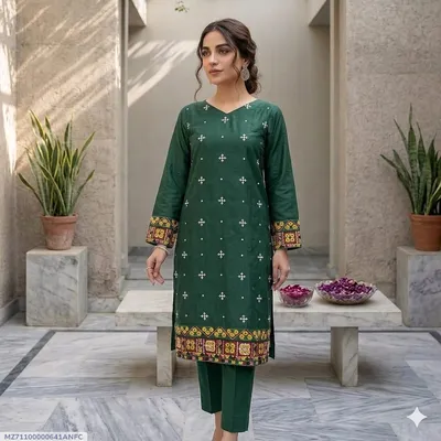 1 Pc Women's Stitched Lawn Embroidered Shirt