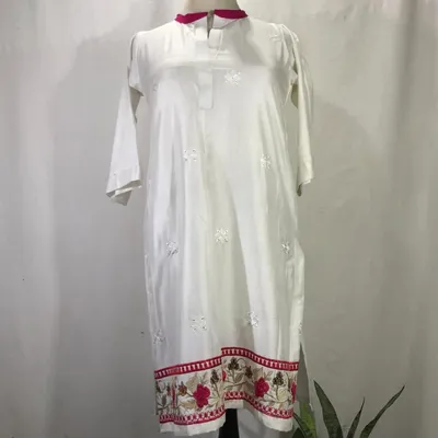 1 Pc Women's Stitched Arabic Lawn Embroidered Shirt thumbnail 2