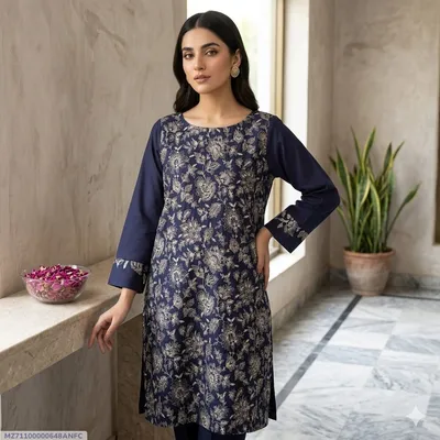 1 Pc Women's Stitched Lawn Embroidered Shirt
