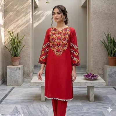 1 Pc Women's Stitched Lawn Embroidered Shirt