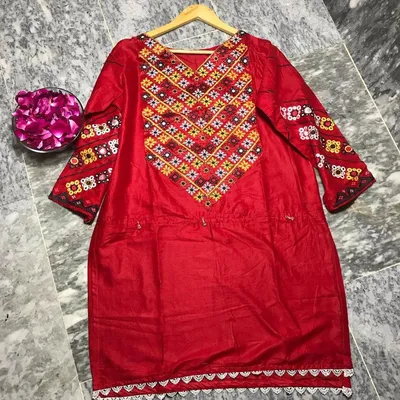 1 Pc Women's Stitched Lawn Embroidered Shirt thumbnail 2