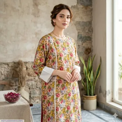 1 Pc Women's Stitched Lawn Printed Shirt