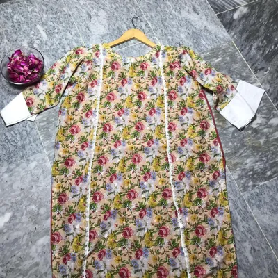 1 Pc Women's Stitched Lawn Printed Shirt thumbnail 2
