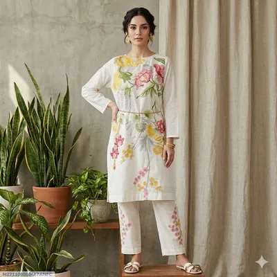 1 Pc Women's Stitched Arabic Lawn Embroidered Shirt