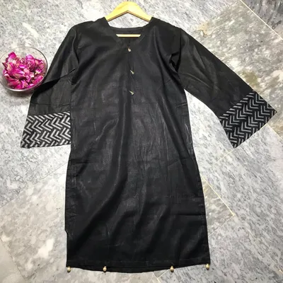 1 Pc Women's Stitched Lawn Plain Shirt thumbnail 2